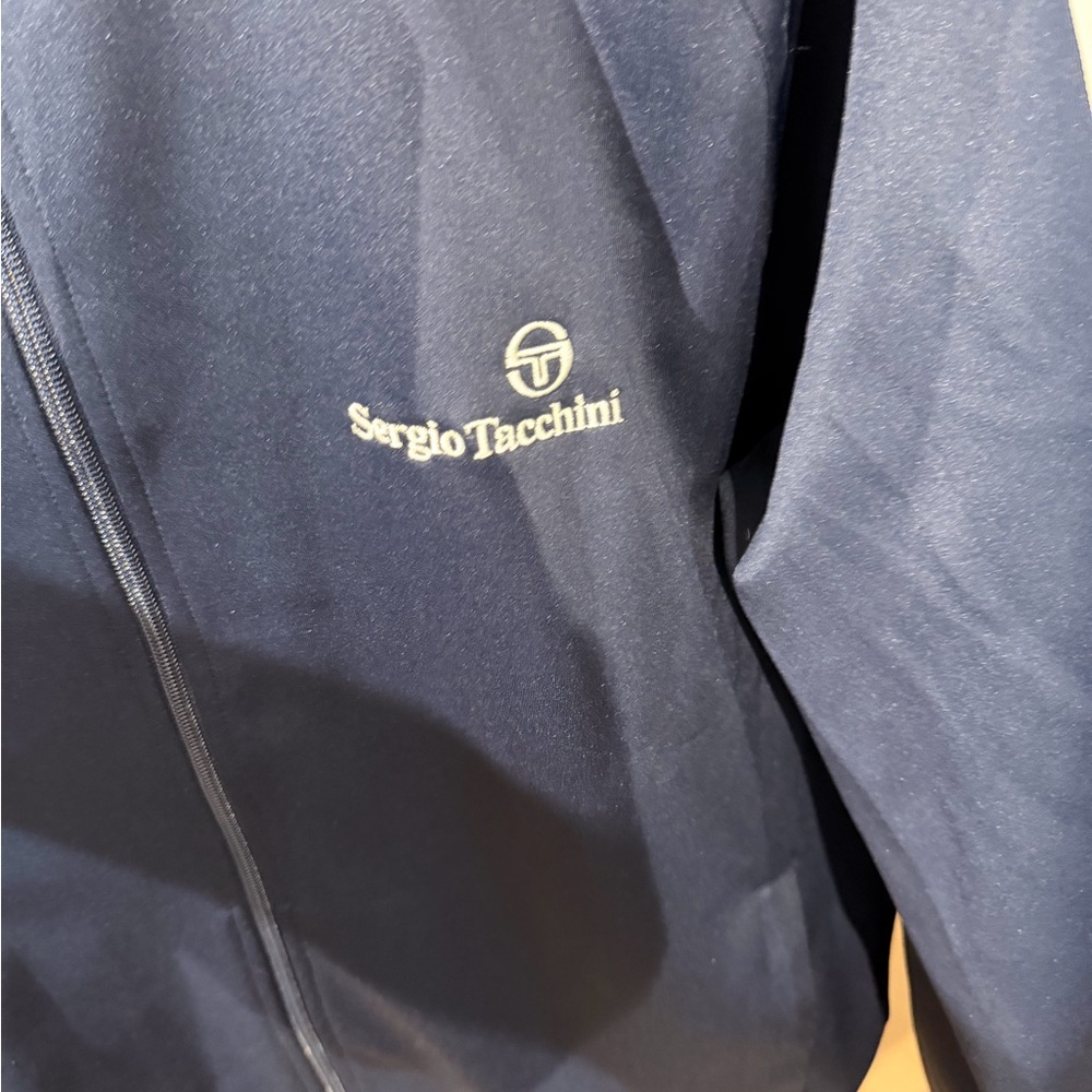 Sergio Tacchini Navy Jacket with Red & White Stripes - Picture 2 of 4